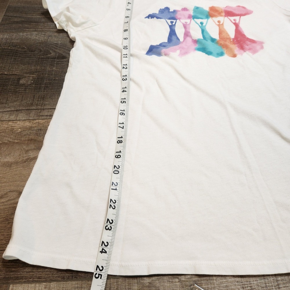 J. Jill Graphic Tee Women L White Excellent Watercolor Unity Short Sleeve Cotton - Picture 5 of 5